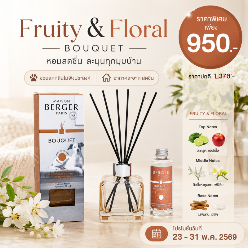 Maison Berger, Functional Diffuser ก้านกระจายความหอม ดับกลิ่นในบ้าน ก้านหอม pet friendly ปรับอากาศ