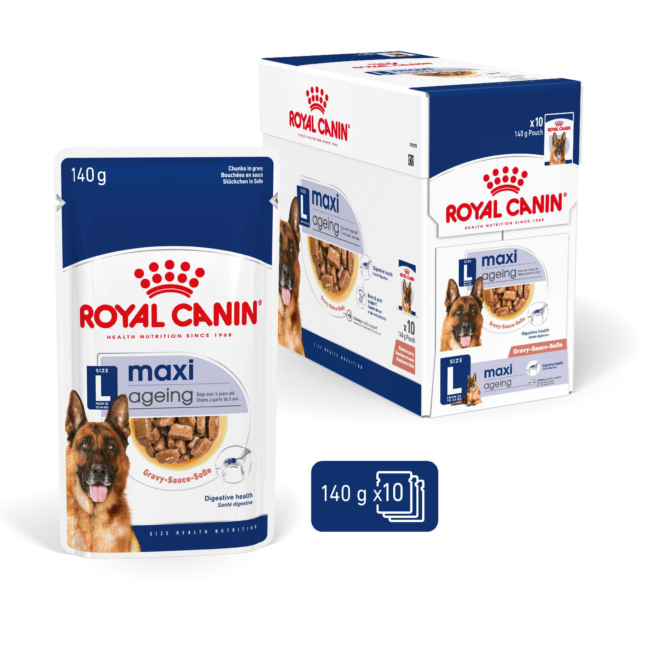 Royal canin Maxi ageing wet 5+  140gx10 ซอง อาหารเปียกสำหรับสุนัขสูงวัยพันธุ์ใหญ่ 5 ปีขึ้นไป