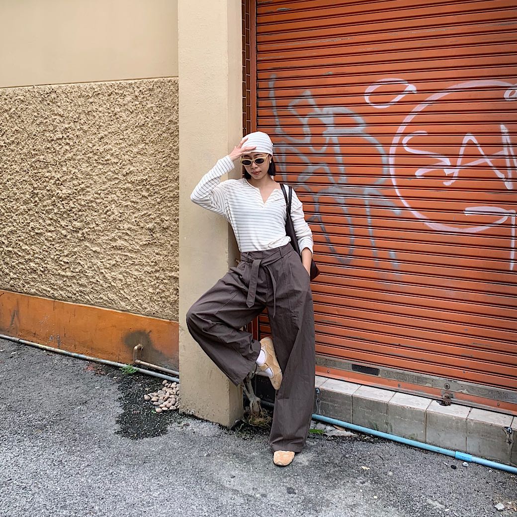 Daily wear pants w.tie belt