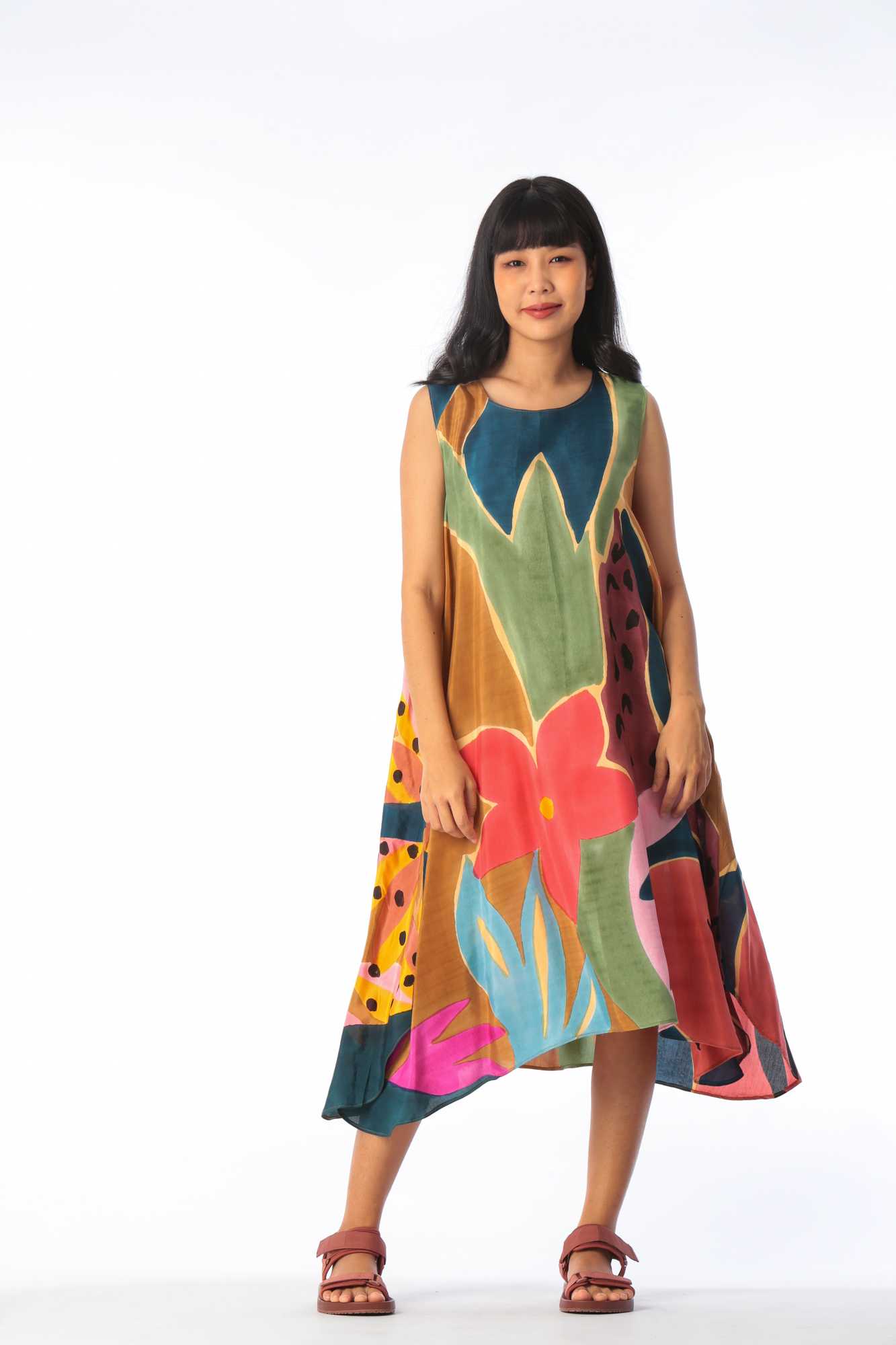 (Pre-Order) Sac Sleeveless Dress Cotton Silk Hand paint
