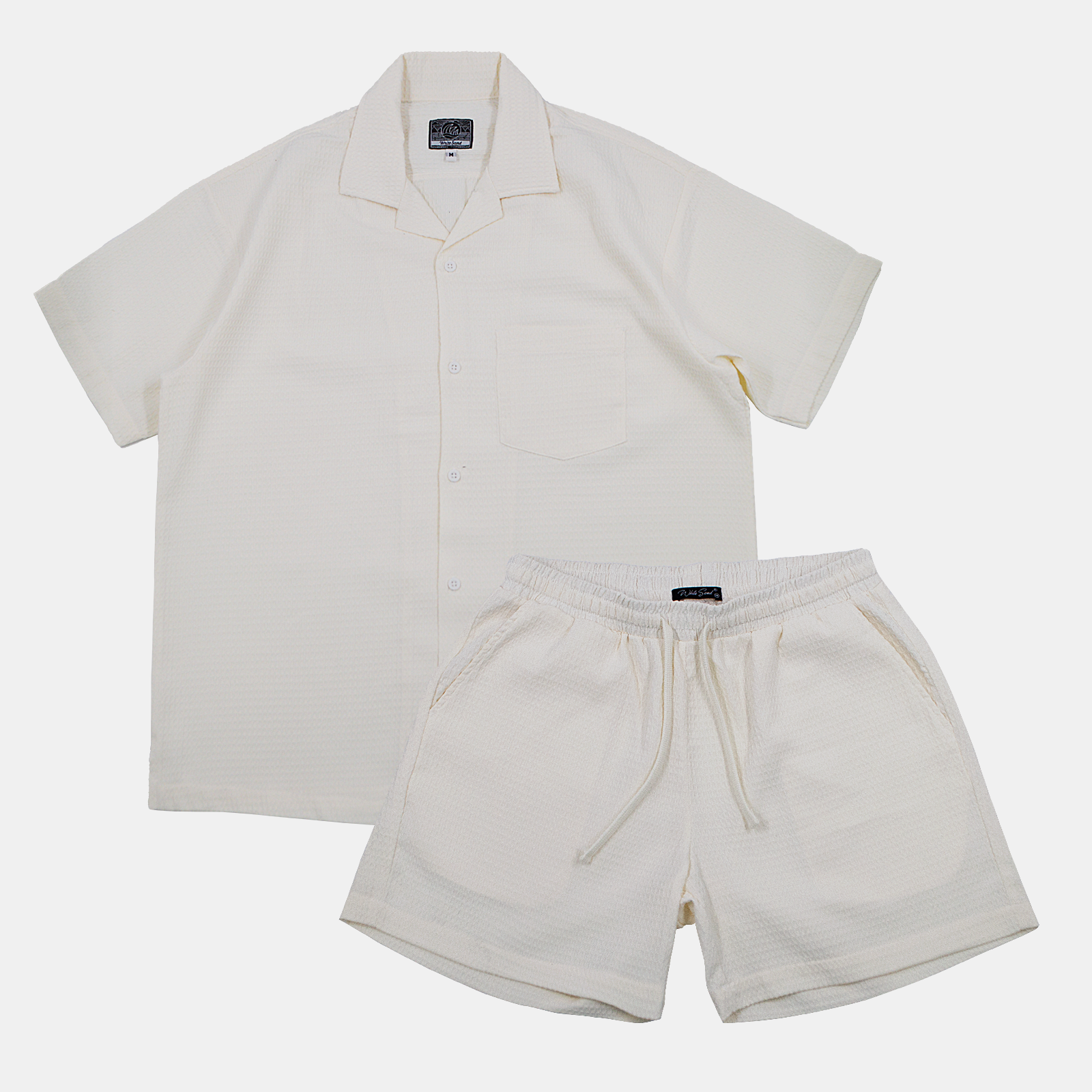 WhiteSand Waffle Set ชุดเซ็ตเสื้อและกางเกง ผ้าวาฟเฟิล ใส่สบายไม่ร้อน สีขาว Old Money Style