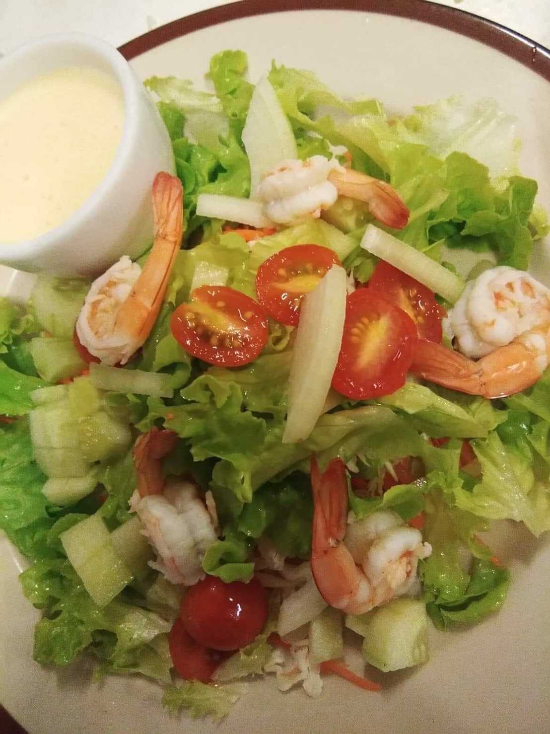 #Vegสลัดผักกุ้งลวก ( Boiled Shrimp Salad)