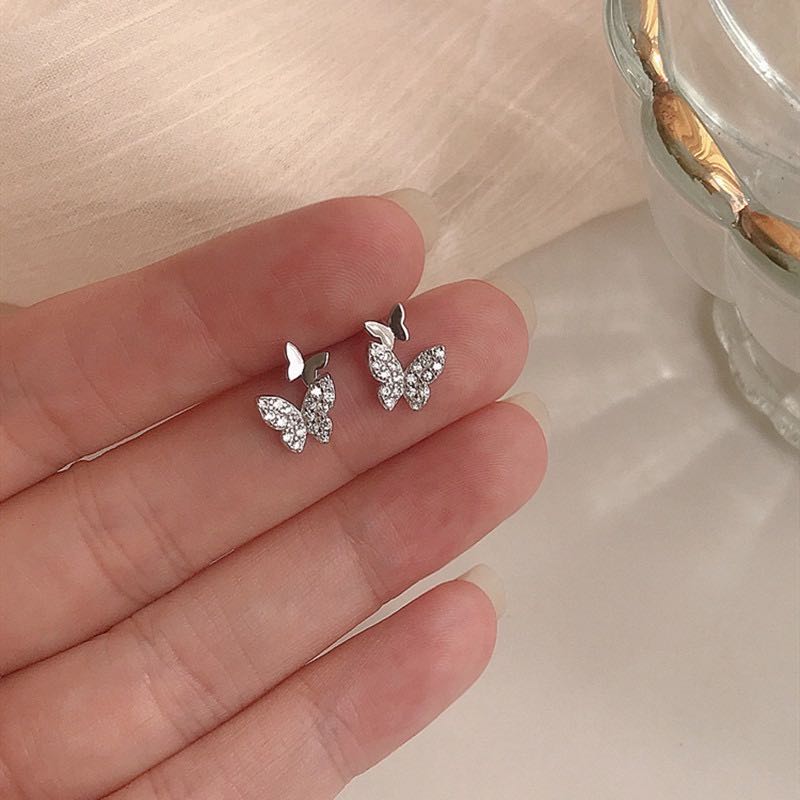 L1-0029 earcuff ผีเสื้อคู่ประดับเพรช