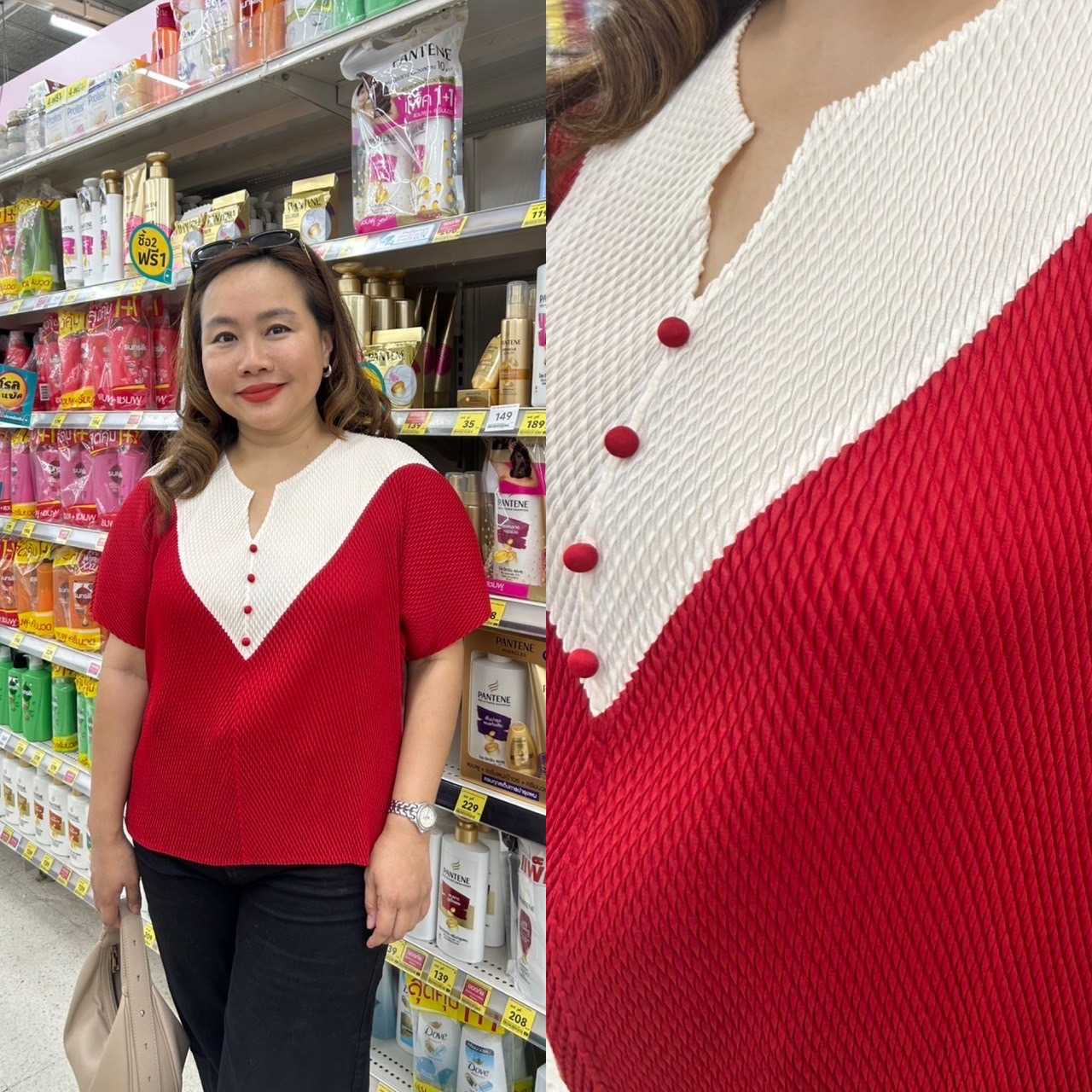 Pleatbynisa เสื้ออัดพลีท A747  เนื้อผ้าPolyester100%