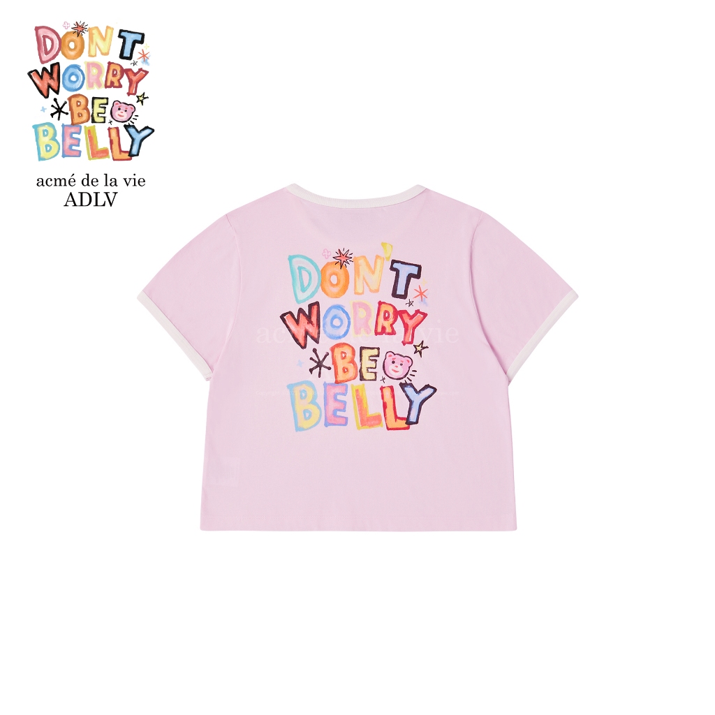 ADLV [acme de la vie] เสื้อครอป รุ่น Belly Collage Logo Crop Short Sleeve T-Shirt Pink