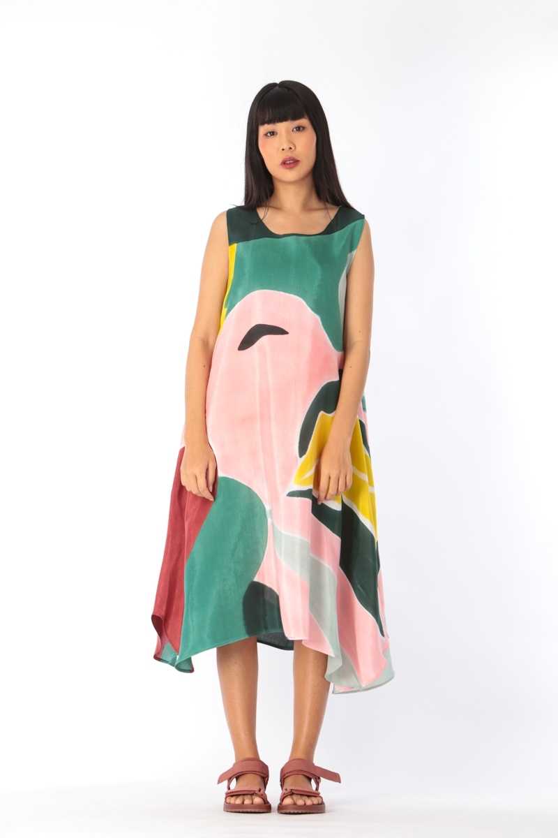 (Pre-order) Sac Sleeveless Dress Cotton Silk Hand paint