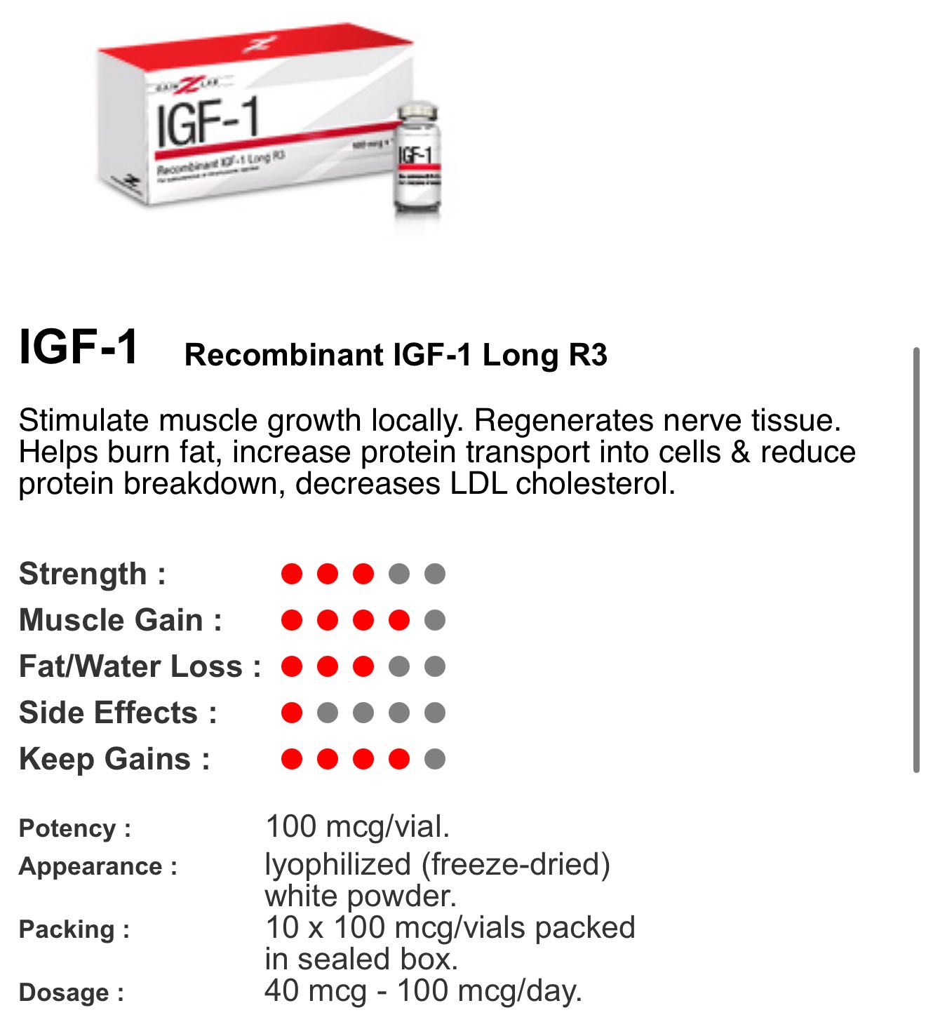 IGF - 1 GainZlab GZ IGF1 Long R3