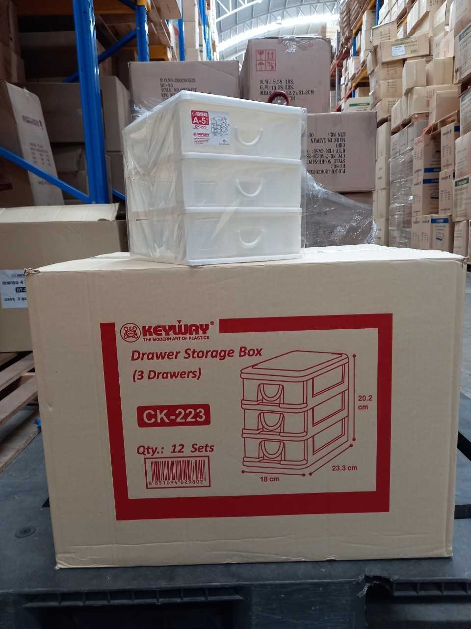 กล่องลิ้นชักมินิ 3 ชั้น  CK-223 บรรจุ 12 ชิ้น / ลัง