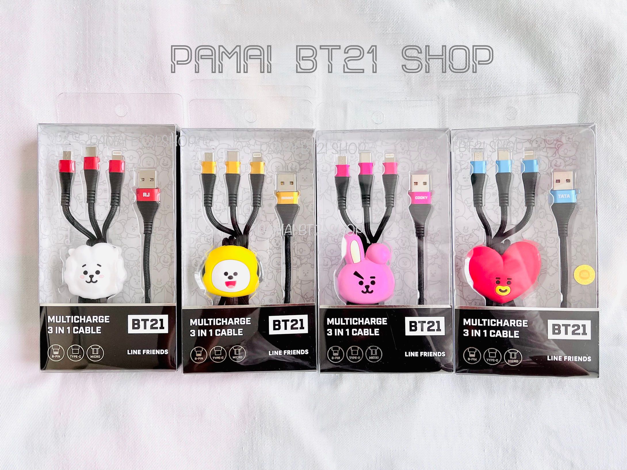 พร้อมส่ง🎉 สายชาร์จ BT21 3 in 1 ลิขสิทธิ์แท้ 100% นำเข้าจากเกาหลี🇰🇷