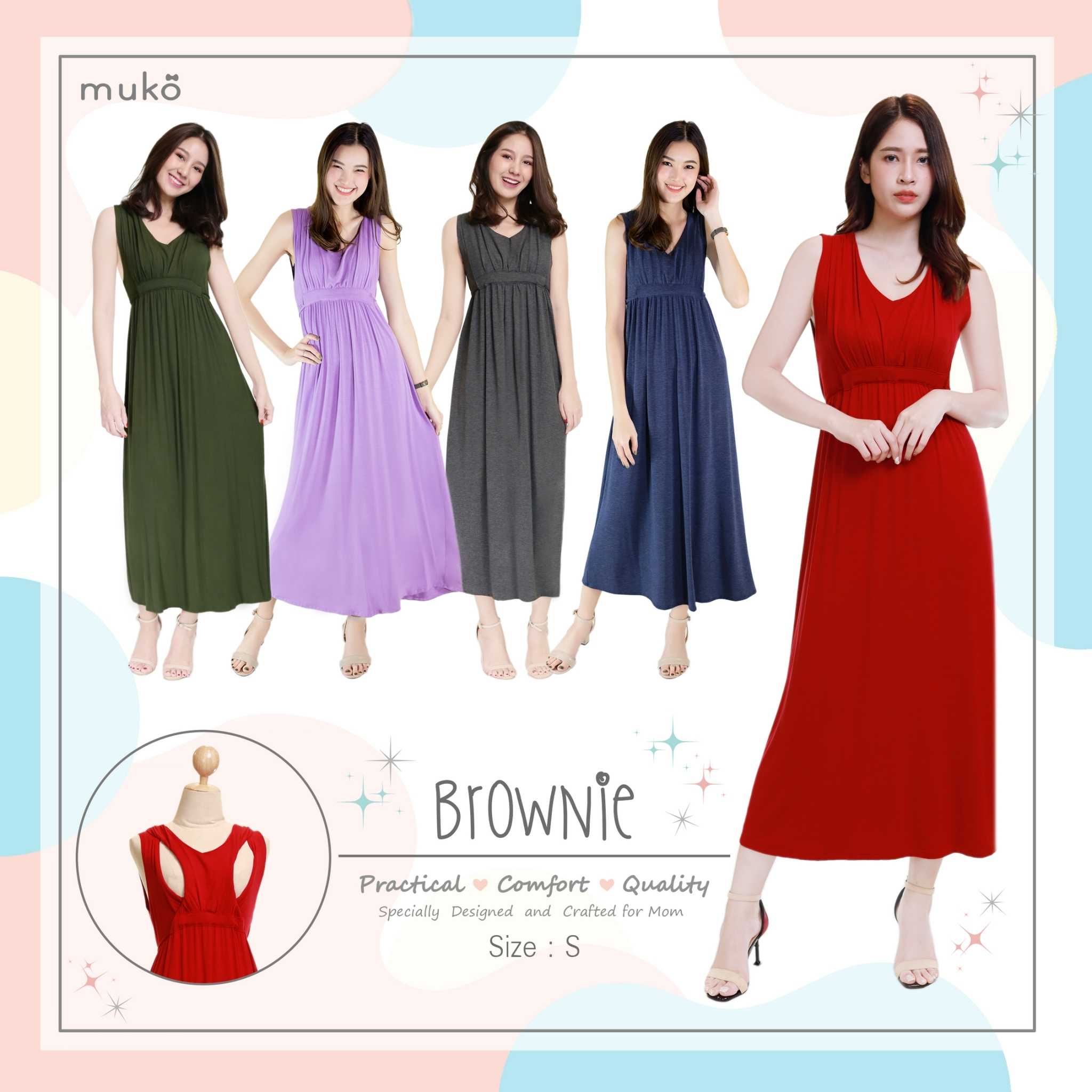 Muko Brownie (SIZE S) เดรสให้นม คลุมท้อง MR02 (Dresses)