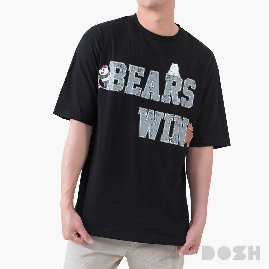 DOSH OVERSIZED SHORT SLEEVE T-SHIRTS WE BARE BEARS เสื้อยืดโอเวอร์ไซส์ DBBMT5048-BL