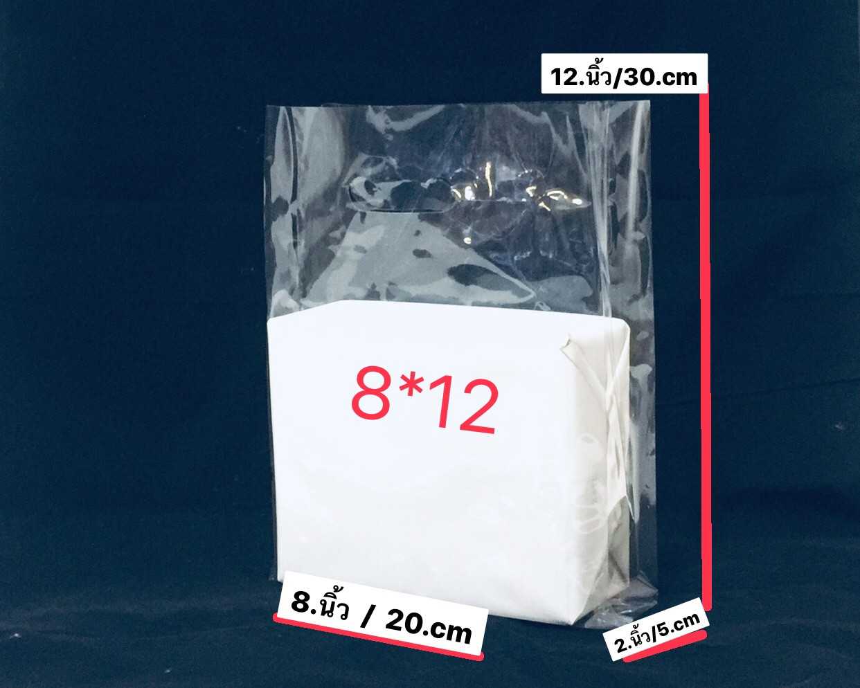 ถุงหูเจาะPPใสพับข้าง ขนาด 8X12 นิ้ว ชั่งน้ำหนัก บรรจุ ครึ่งกิโล ถุงเนื้อบางเหนียว