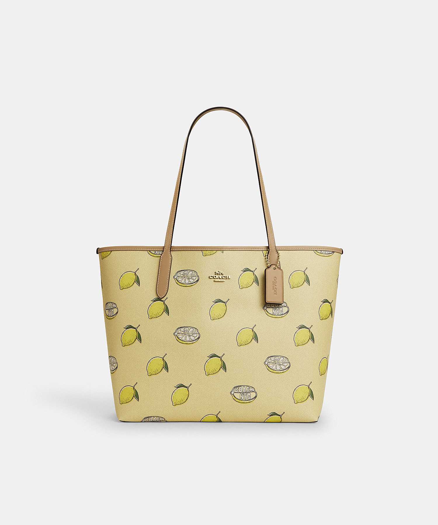 COACH CITY TOTE BAG WITH LEMON PRINT CAL76 SVXUC