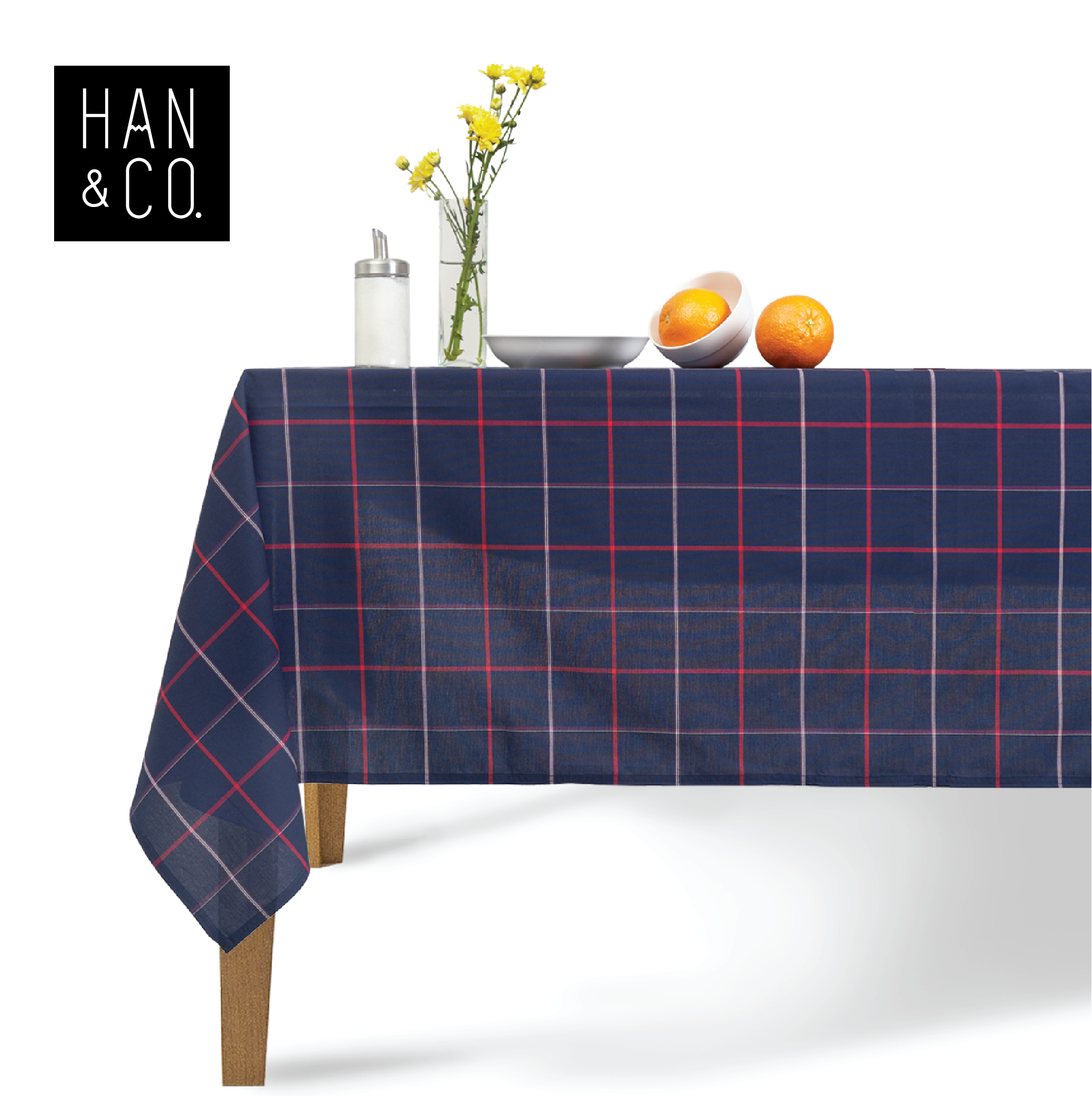 Han&Co. ผ้าปูโต๊ะ ผ้าคลุมโต๊ะ สี Oxford Checked HCTBC12 Table Cloth – Oxford Checked