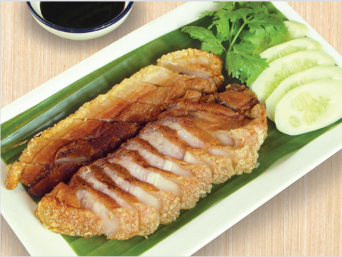 หมูกรอบกับซอสหวาน