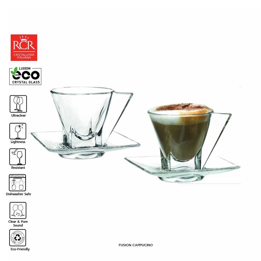 RCR เซตแก้วคาปูชิโน่ 190 ml +จาน RCR Fusion Cappuccino Cup and Saucer (แก้ว1ใบ +จานรอง 1 ใบ)
