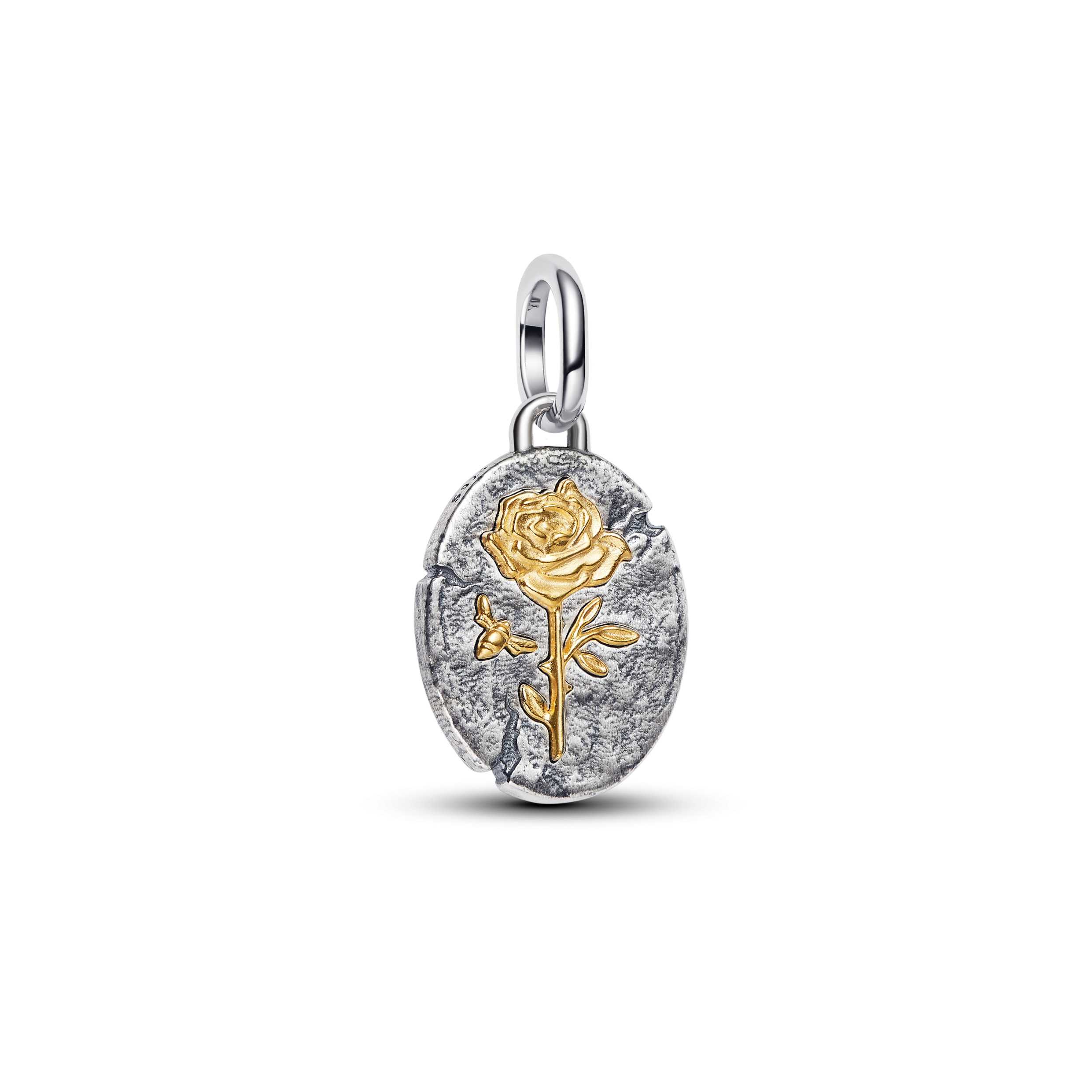Rose sterling silver and 14k gold-plated medallion
