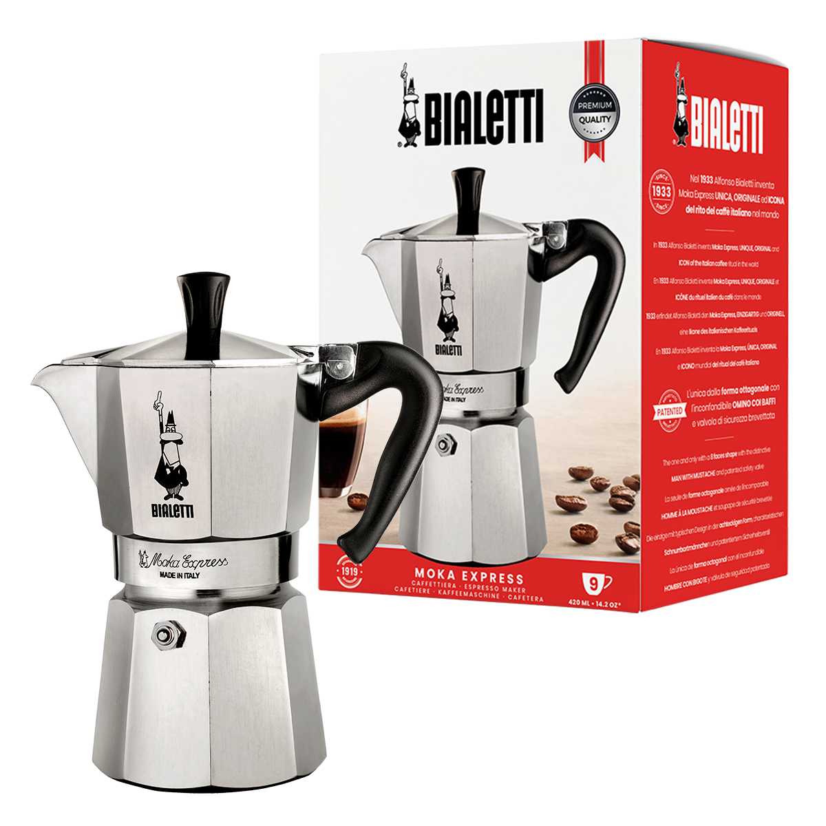 Bialetti หม้อต้มกาแฟ Moka Pot รุ่นโมคาเอ็กซ์เพรส ขนาด 9 ถ้วย/BL-0001165