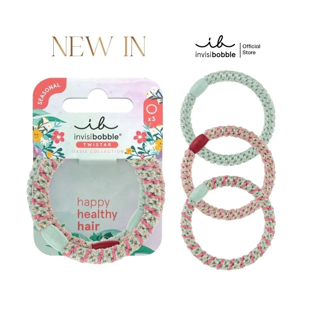 invisibobble ยางรัดผม ถนอมเส้นผม รุ่น TWISTAR สี Oasis Mint Braids - Limited (1 กล่องบรรจุ 3 ชิ้น)