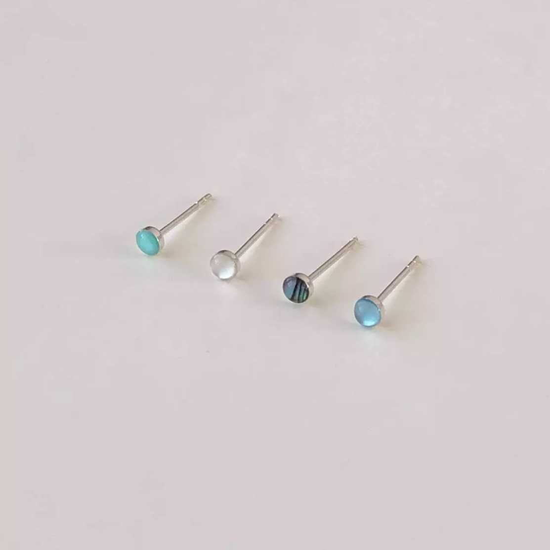 Winterwinter Jewelry Silver925 : ต่างหูเงินแท้ มีให้เลือกหลายสี น่ารักมาก ใส่อาบน้ำได้เลย ( 3 mm )