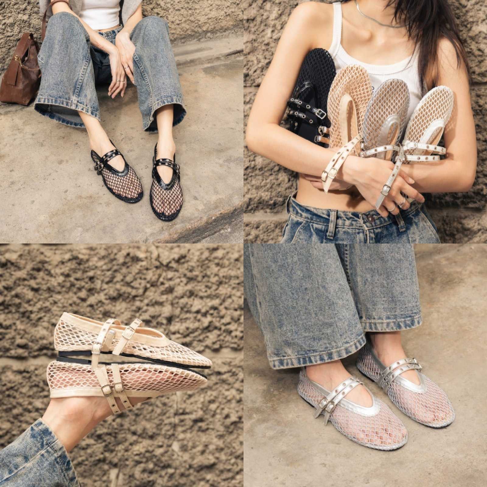 MellowCo  รองเท้า Mary Jane ผ้าตาข่าย รุ่น Pyra M3-J5012