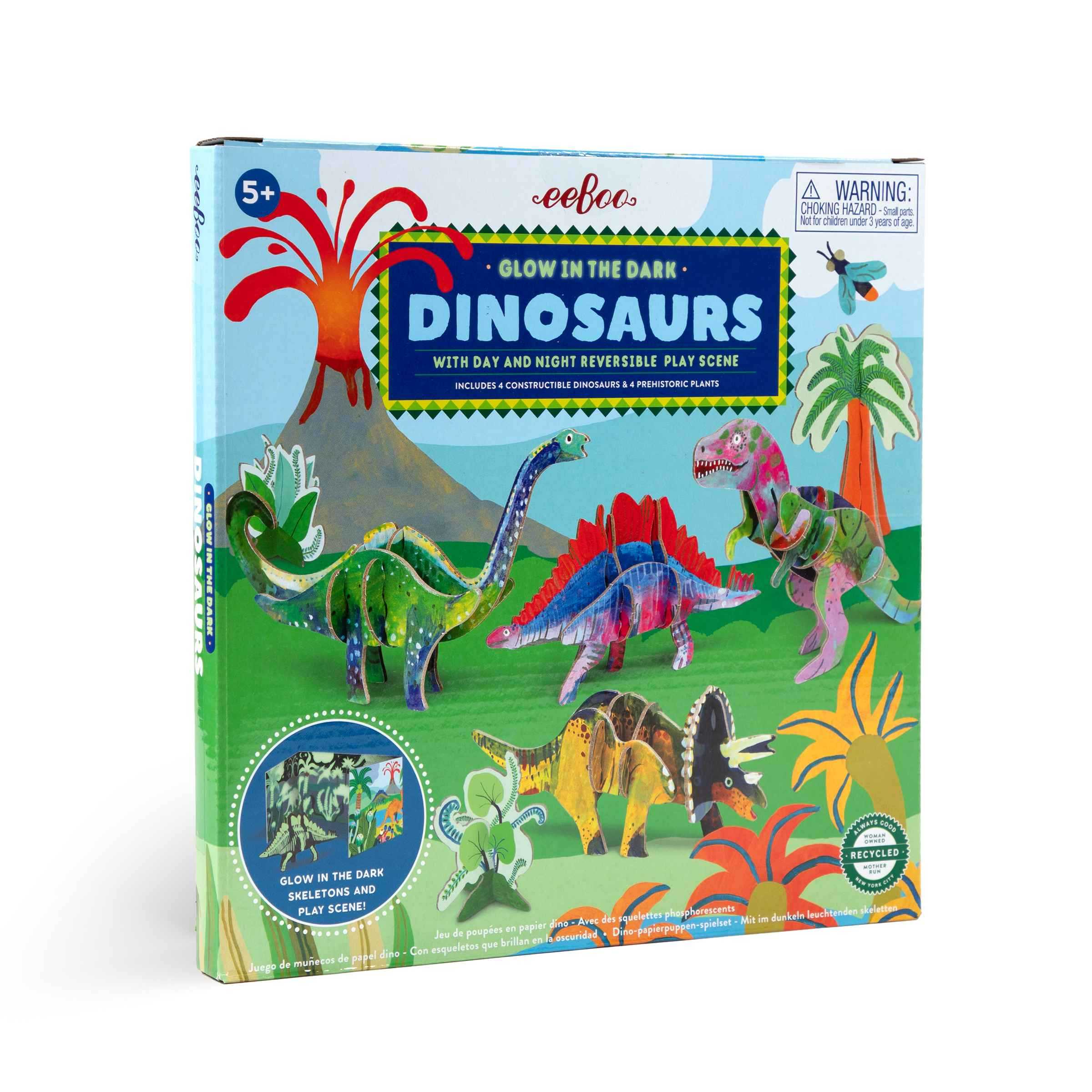 eeBoo Dino 3D Glow in the Dark Building Set ชุดตุ๊กตากระดาษไดโนเสาร์ 3 มิติ
