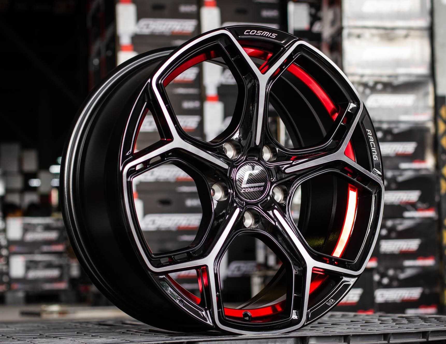 แม็กซ์ EUROPIAN(3368) 17X7.5 4X100 ET42 CB.73.1 (R)BP-XZ  (สีหน้าเงาร่องดำท้องแดง+CNCตัวหนังสือ)