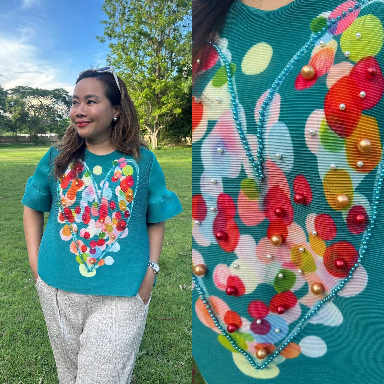 Pleatbynisa เสื้ออัดพลีท A735 เนื้อผ้าPolyester100%