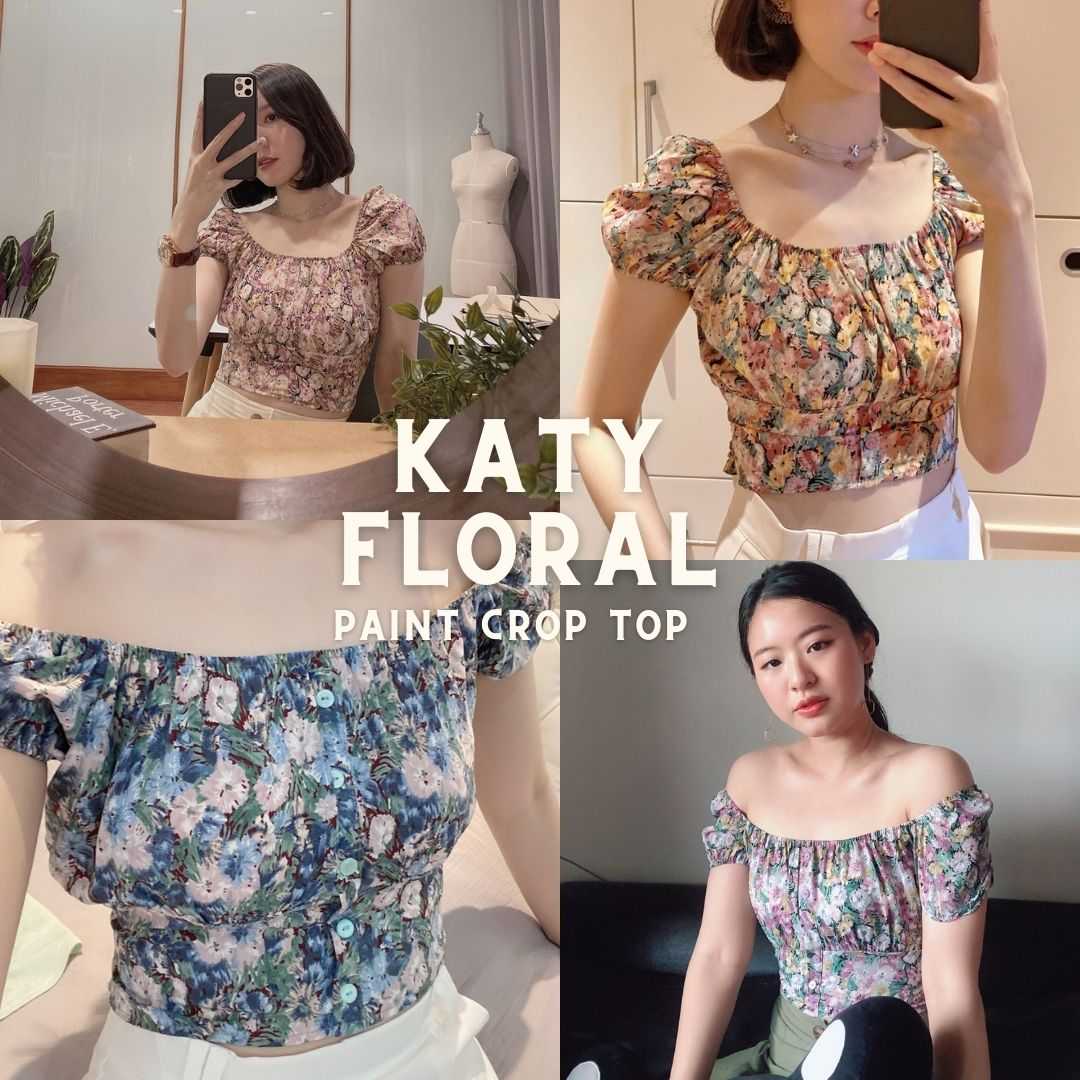 KATY FLORAL PAINT CROP TOP