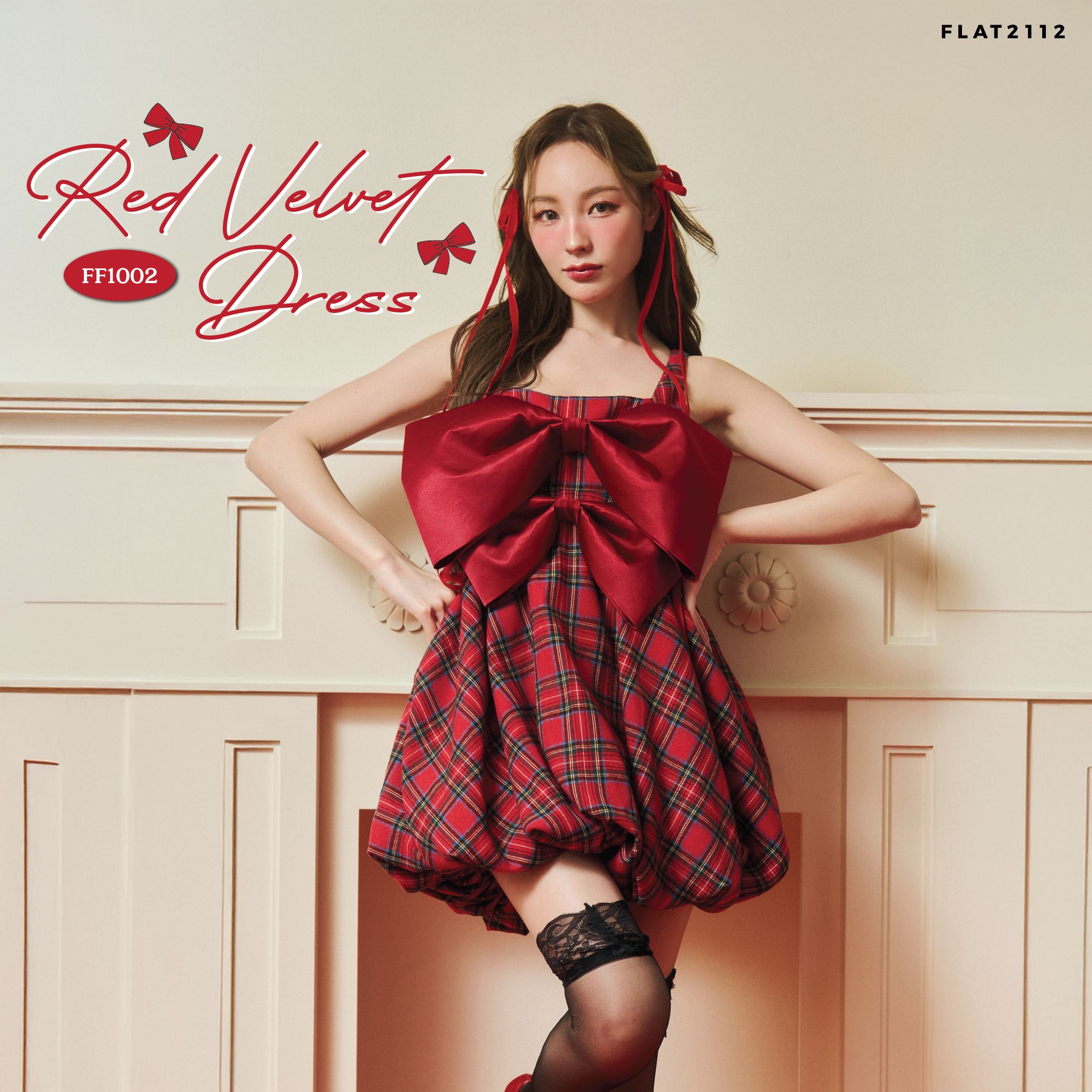 FLAT2112 FF01002 : RED VELVET DRESS