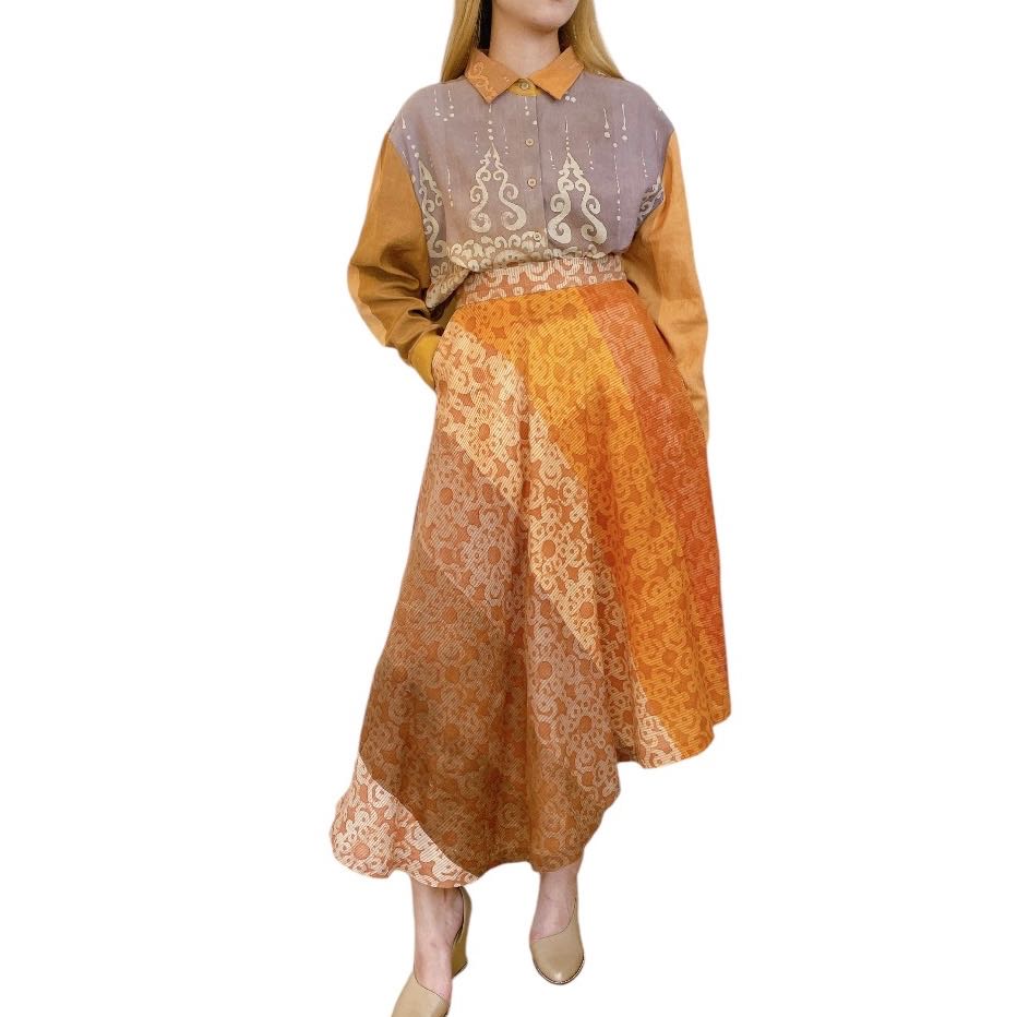 Silk mixed asymmetry skirt 