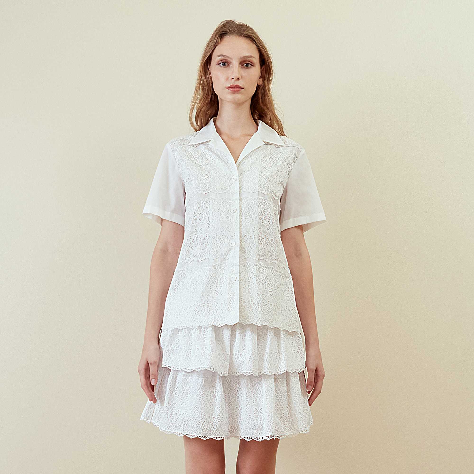 white lace blouse with lace trim