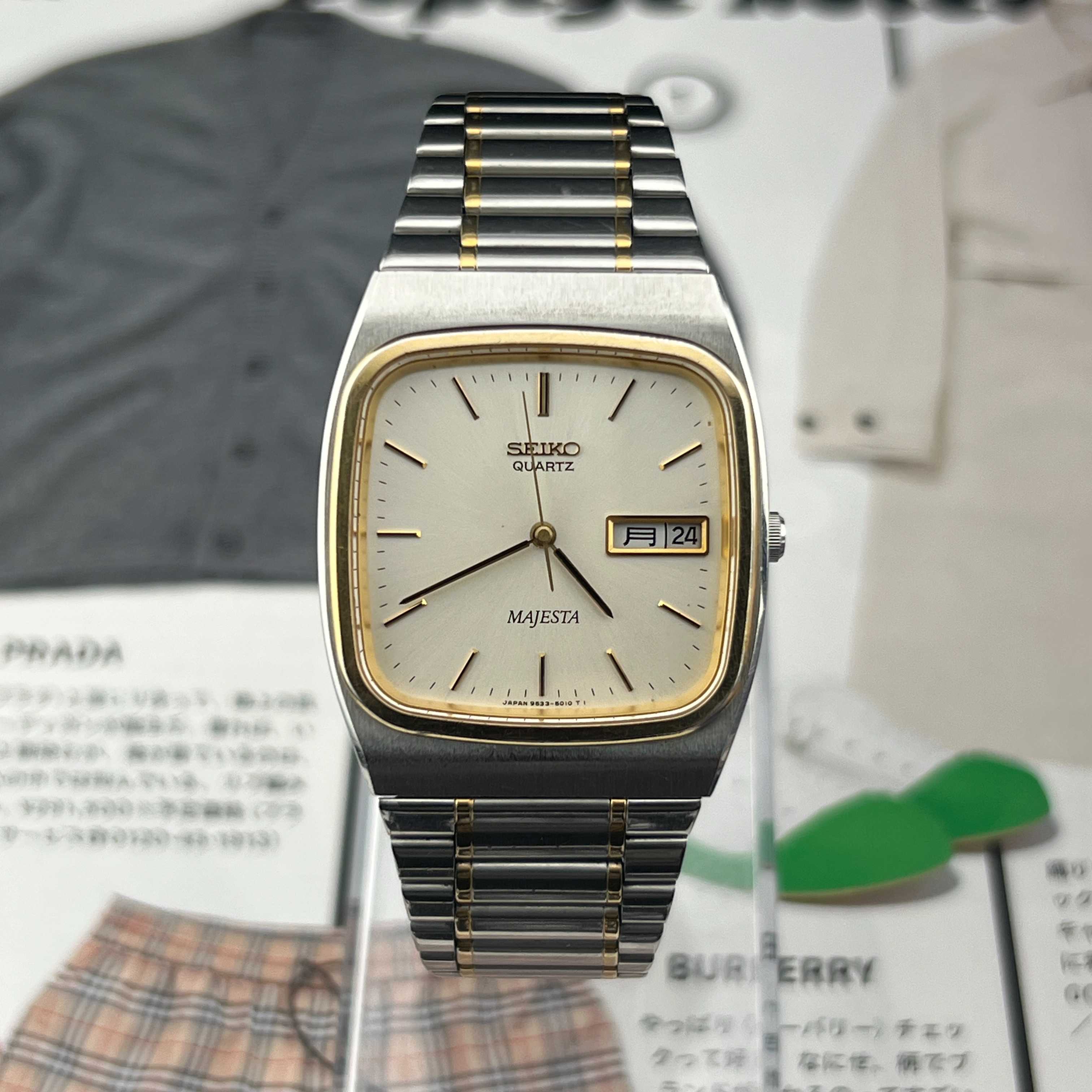Vintage Seiko Majesta Quartz Silver Sunburst Dial Ref.9533-501B Days/Date Kanji JDM Japan 1993