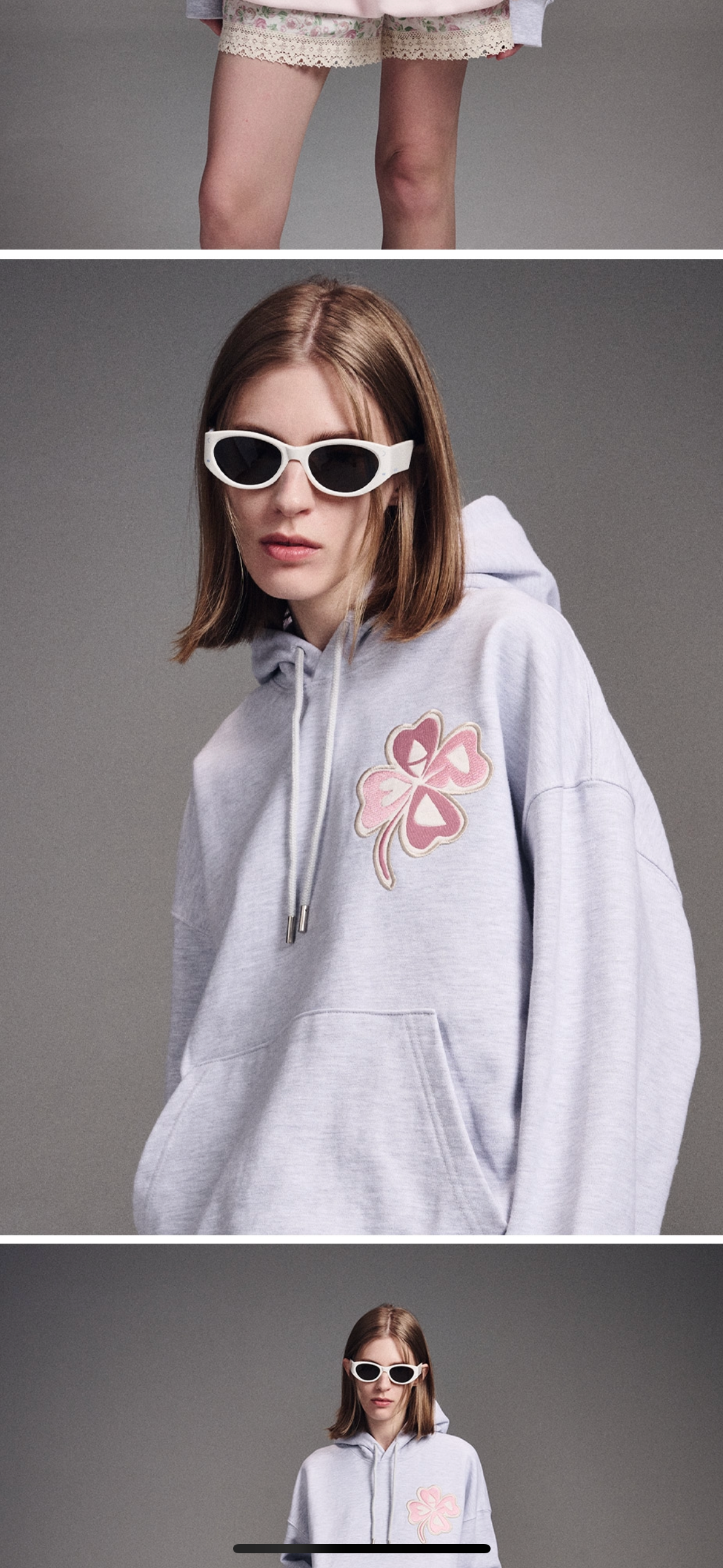 (พร้อมส่ง) Mardi mercredi hoody clovermardi satin heather pink