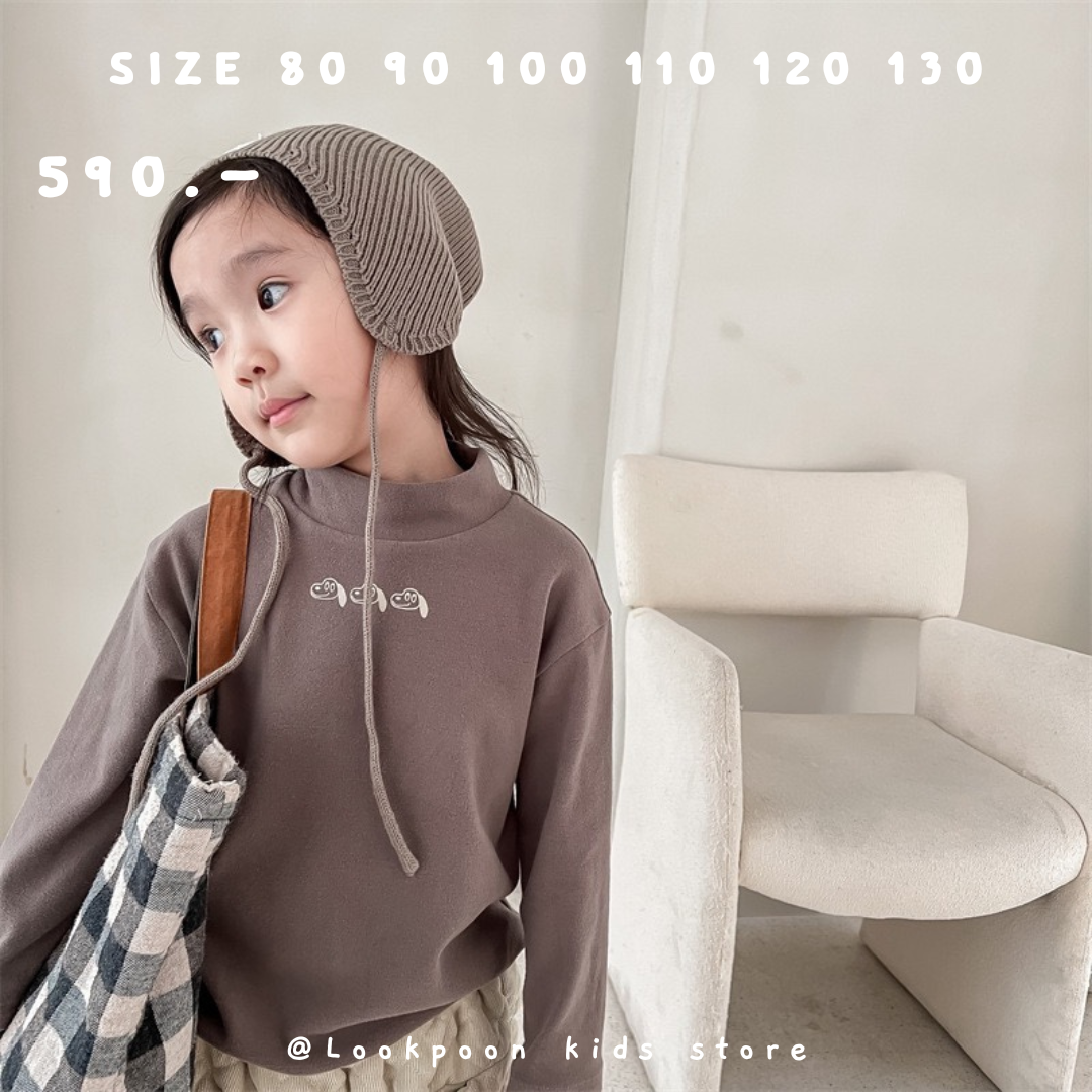 Winter❄️Turtleneck Sweatshirt เสื้อกันหนาวคอเต่าลายน้องหมาสามตัว