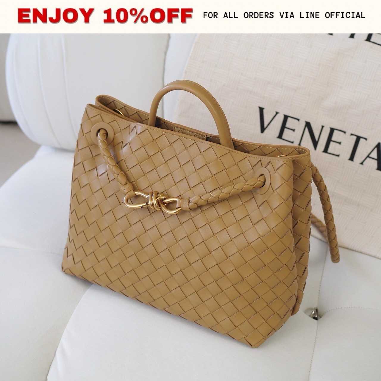 NEW! BOTTEGA VENETA Medium Andiamo สี Dark Praline GHW | Bag