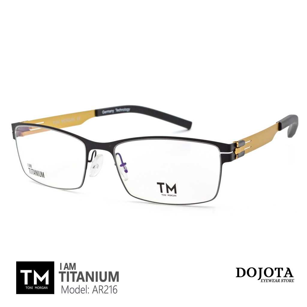 TM กรอบแว่นไทเทเนี่ยม ทรงเหลี่ยม Toni Morgan รุ่น IC216สีดำ/ขาทอง น้ำหนักเบา