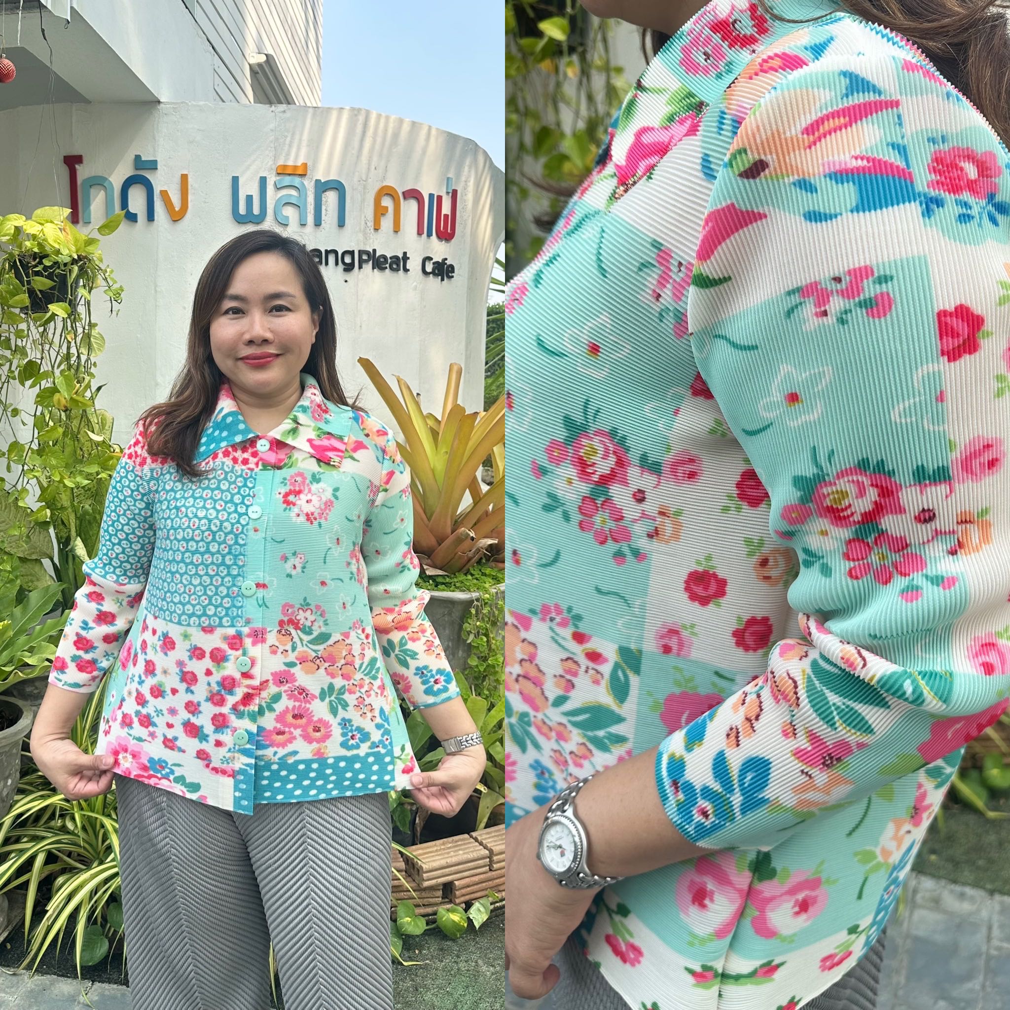 Pleatbynisa เสื้ออัดพลีท A724 เนื้อผ้าPolyester100%