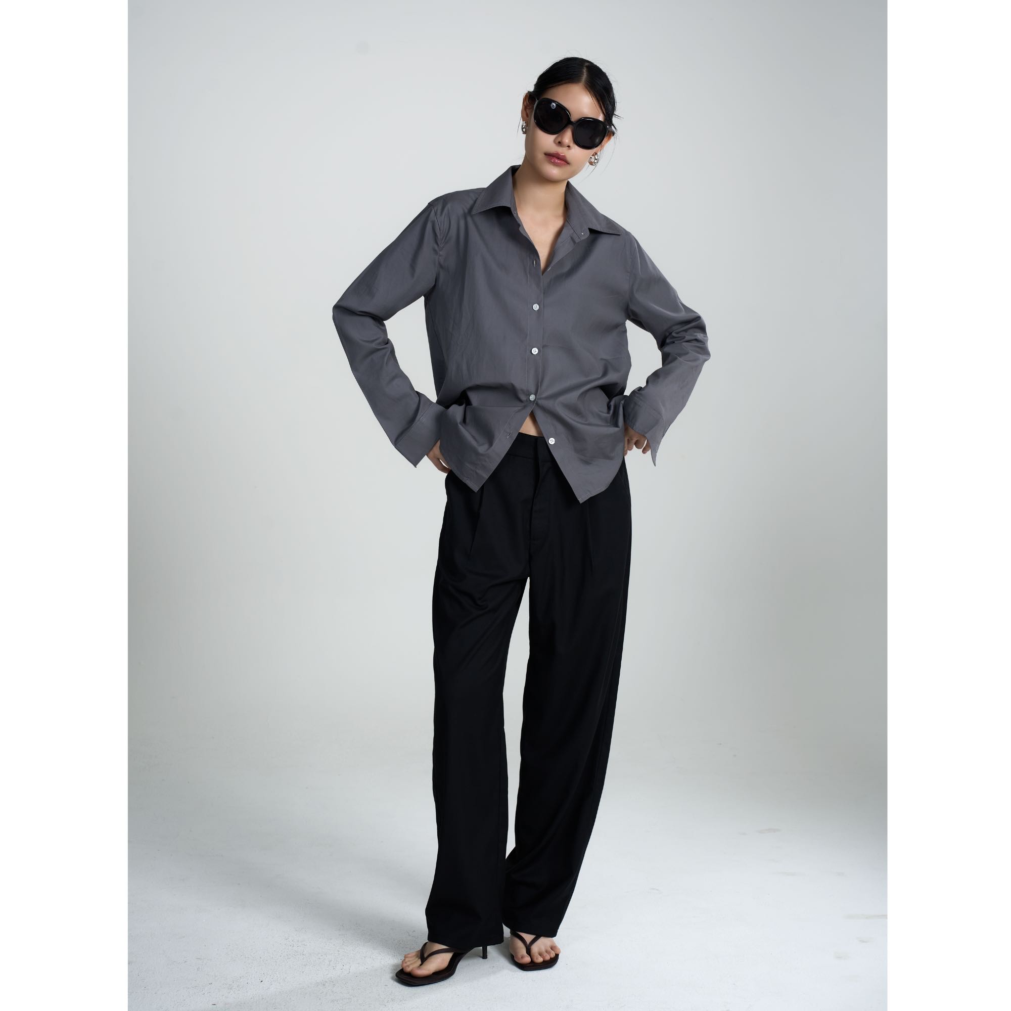 BISOUR - Relaxed Fit Shirt in Grey