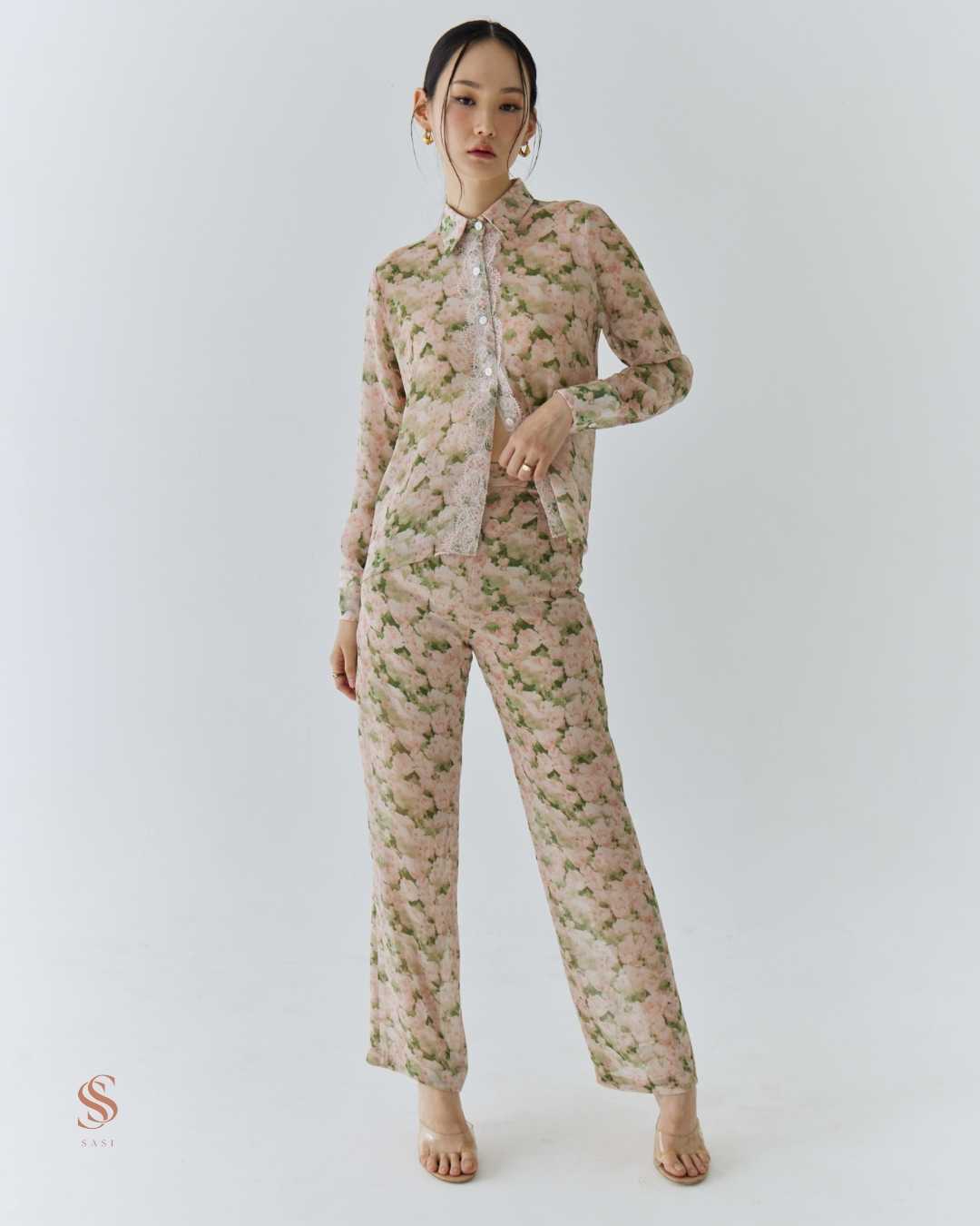 Bysasi Blossom sleek pantกางเกงขายาวผ้าปริ้น(SSSS2470009)
