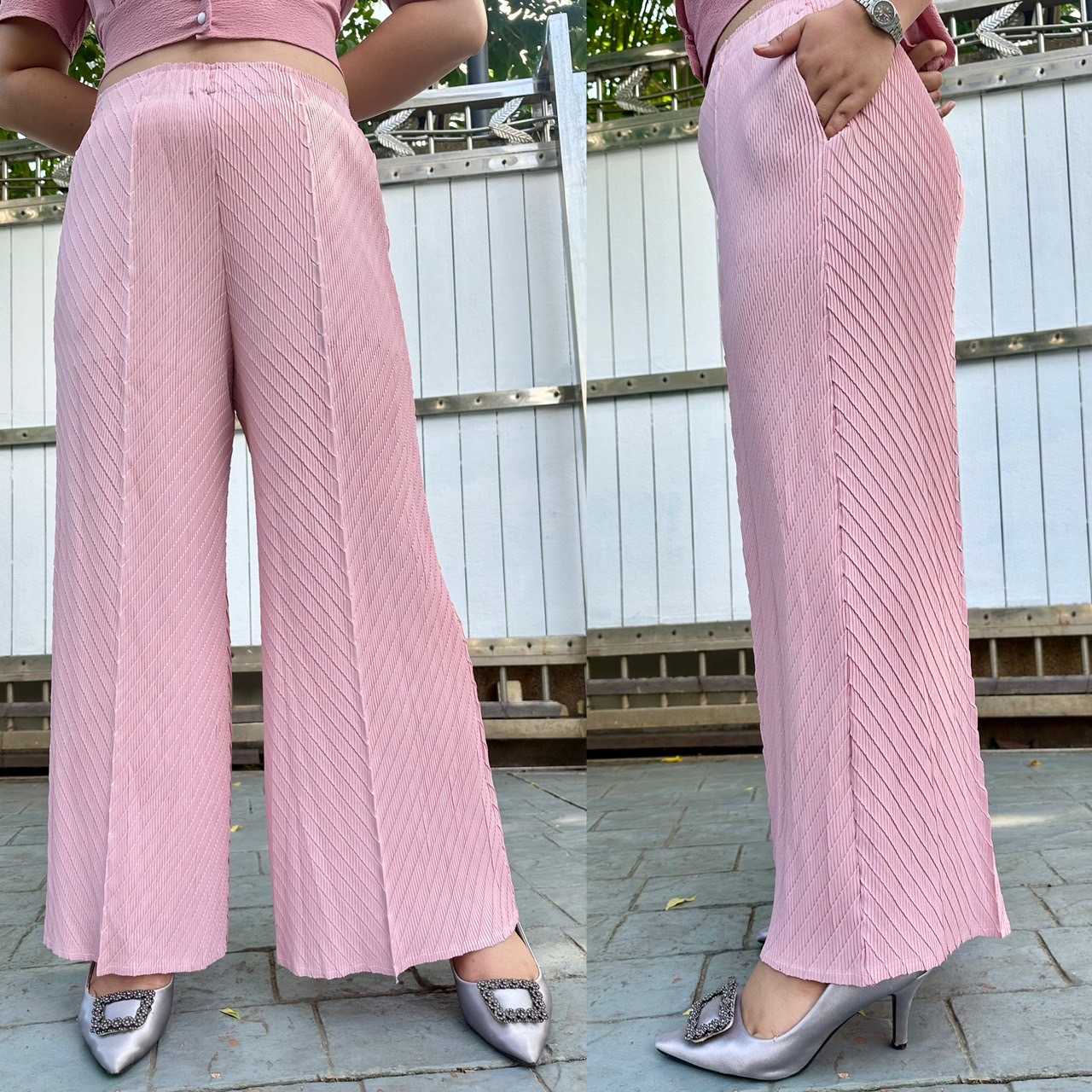 Pleatbynisa กางเกงอัดพลีท A748 เนื้อผ้าPolyester100%