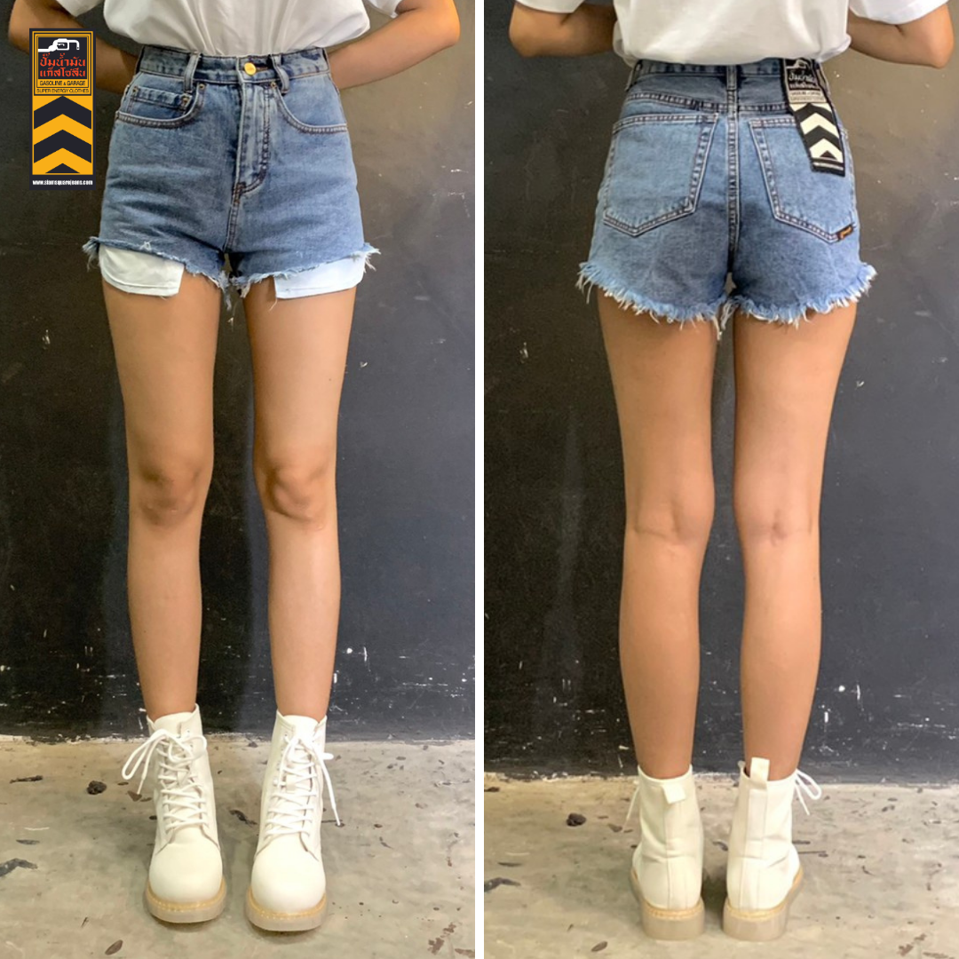 SG012 กางเกงยีนส์ขาสั้นผู้หญิง Lady Denim Shorts (Gasoline & Garage) ปั๊มน้ำมันแก๊สโซลีน (SG)