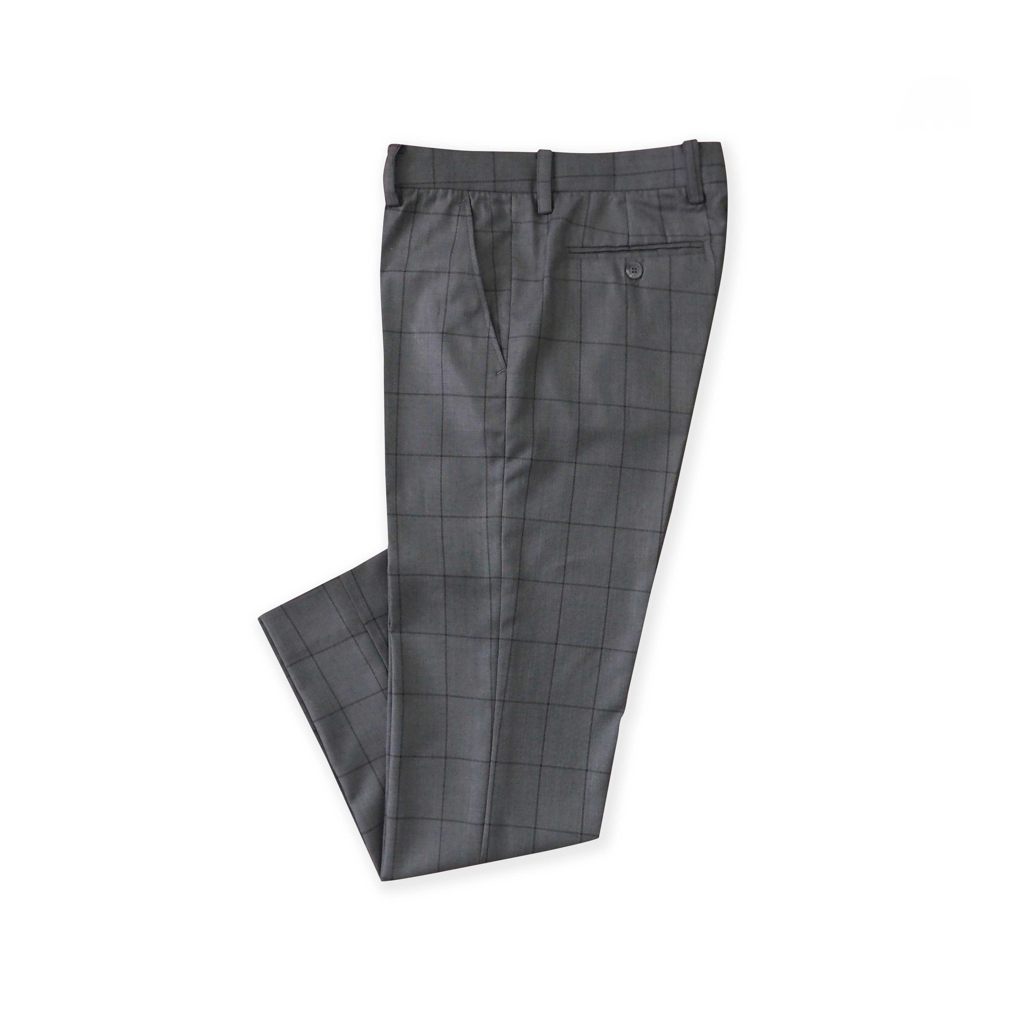 BRIT SQUARE WOOL PANTS - GREY