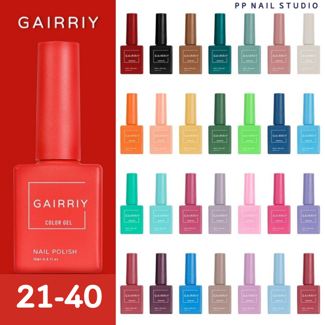 GAIRRIY สีทาเล็บ สียอดฮิต สีเจล สีขวดเหมือนสีด้านใน (21-40) สีเจลแบบอบ