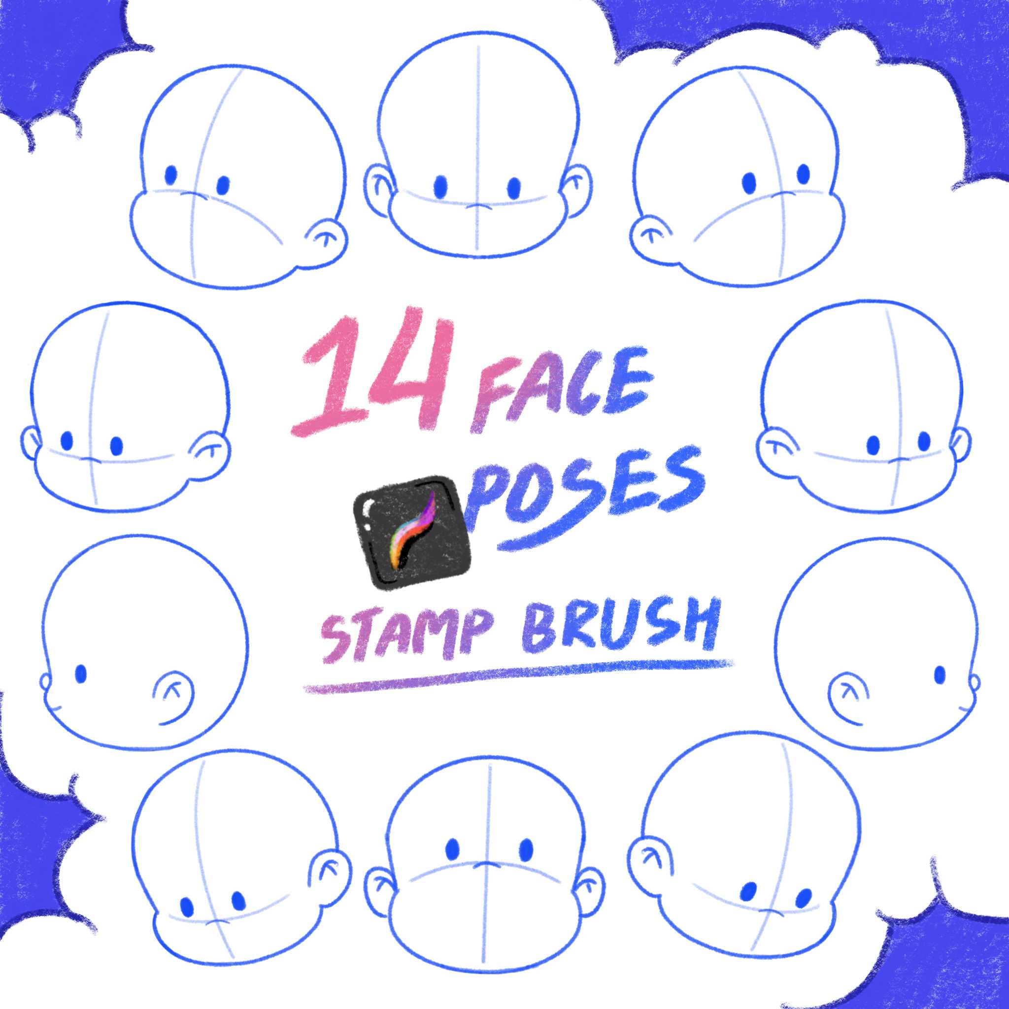 14 Face Poses (Stamp Brush)