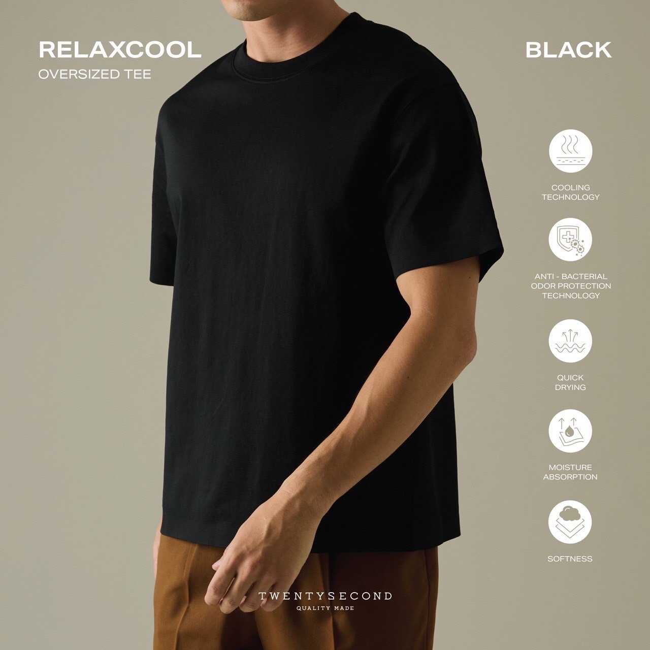 RELAXCOOL OVERSIZE TEE - BLACK