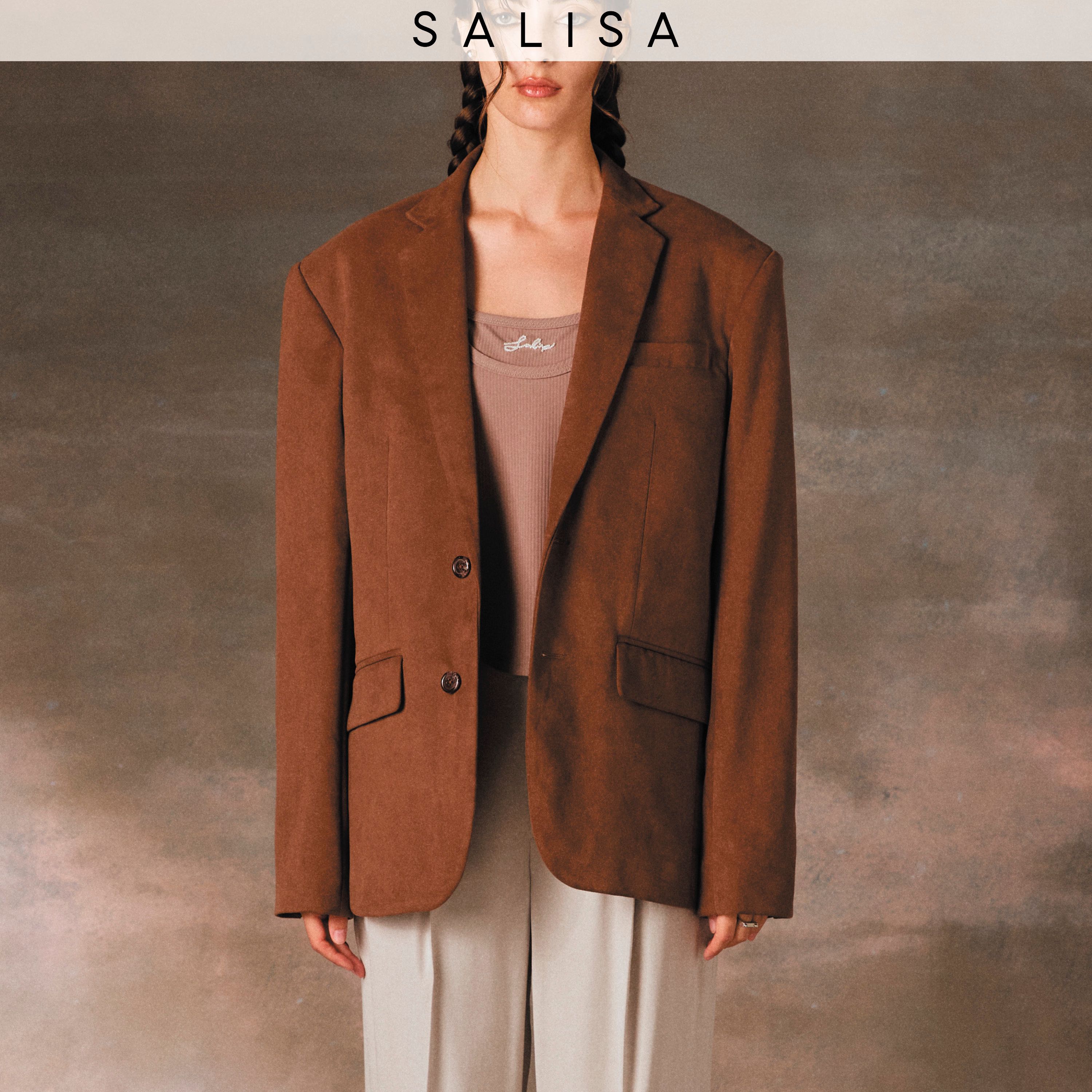 Men's SUIT BLAZER Vegan Suede Brown สูท เบลเซอร์