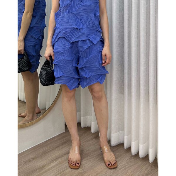 ยาว 19 นิ้ว 2MUAY รุ่น GM17661 กางเกงอัดพลีทผ้า Matte SHORT LEG ZIG ZAG PLEATED PANTS 3สี FREE SIZE