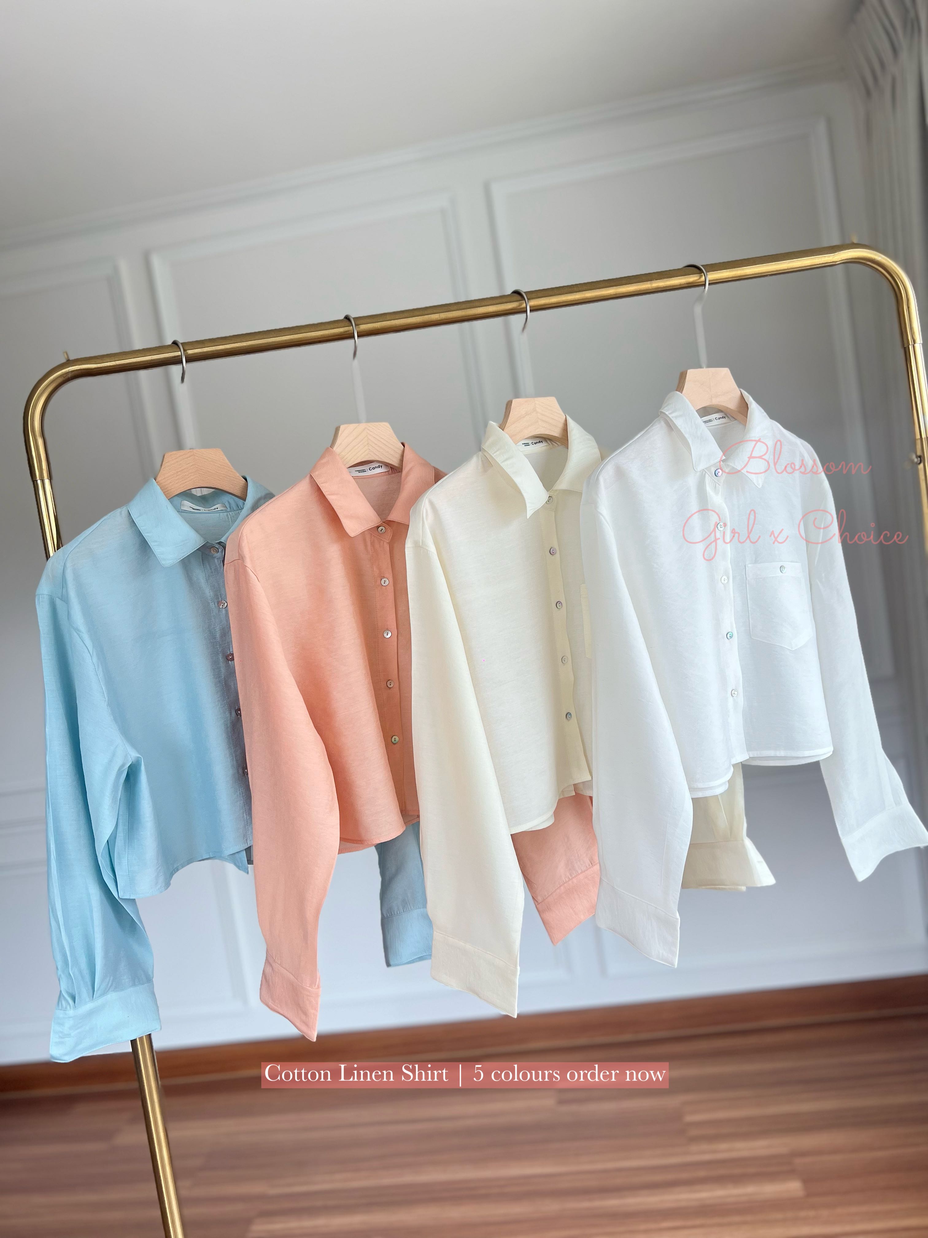Korea cotton linen shirt พร้อมส่ง 5 สี 