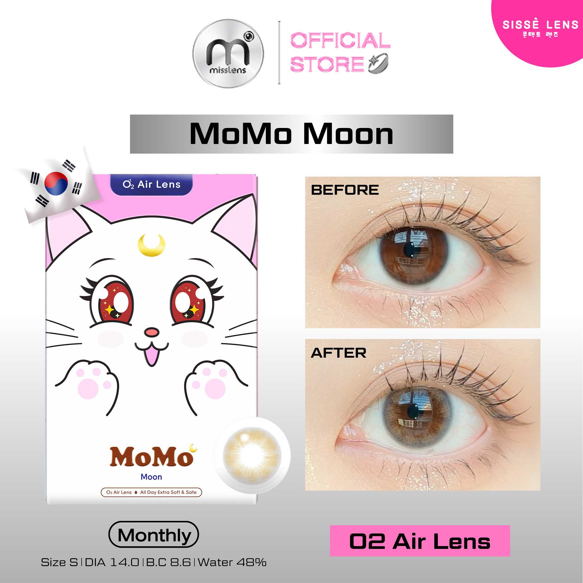 [รุ่นใหม่ล่าสุด Momo limited series 1 month]Sisselens รุ่น Momo Moon -5.50 ถึง -10.00